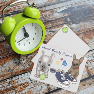 Tarjeta Festiva Cachorros de Bulldog franceses