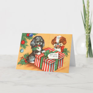 Tarjeta Festiva Cachorros Navidades
