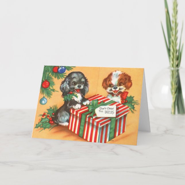 Tarjeta Festiva Cachorros Navidades (Anverso)