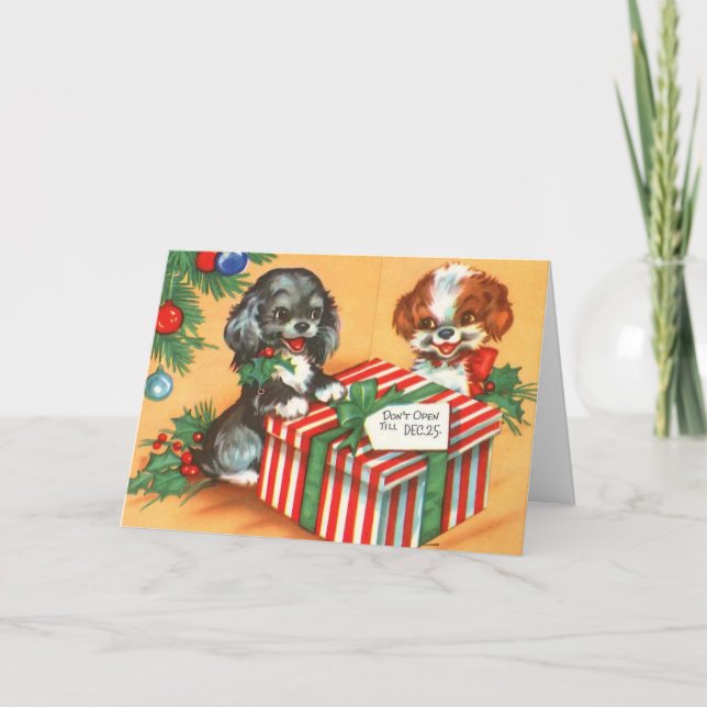 Tarjeta Festiva Cachorros navideños (Anverso)