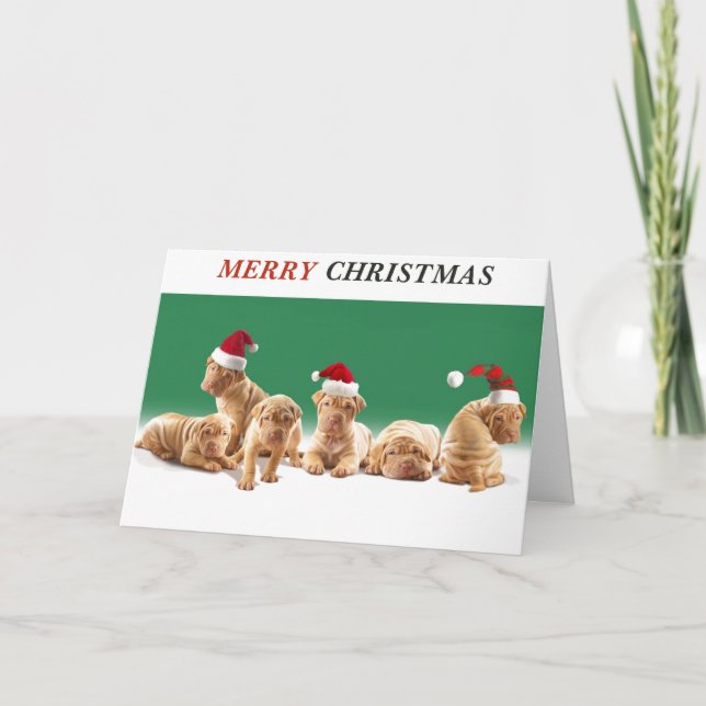 Tarjeta Festiva Cachorros navideños (Anverso)