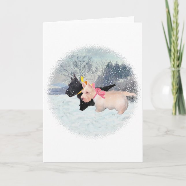 Tarjeta Festiva Cachorros Scottie (Anverso)