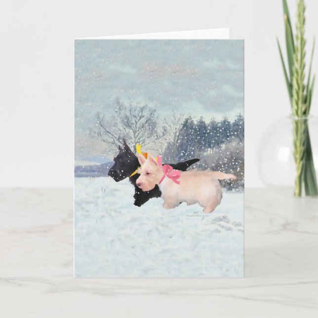 Tarjeta Festiva Cachorros Scottie (Anverso)