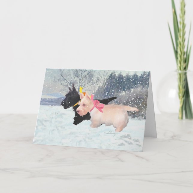 Tarjeta Festiva Cachorros Scottie (Anverso)