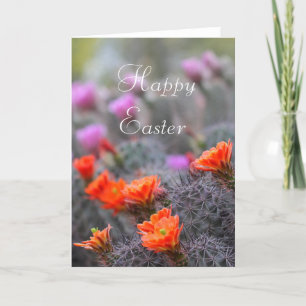 Tarjeta Festiva Cacti florece feliz Pascua