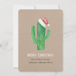 Tarjeta Festiva Cactus de Navidad. Cactus rústicos de Año Nuevo. K