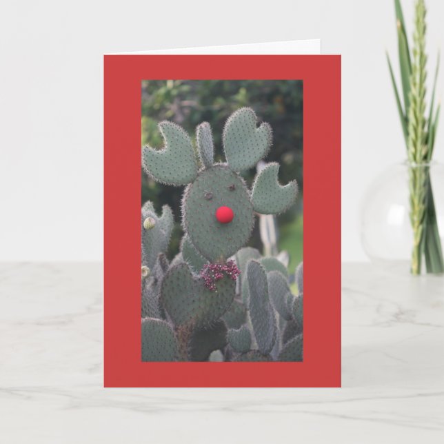 Tarjeta Festiva Cactus de Rudolph (Anverso)
