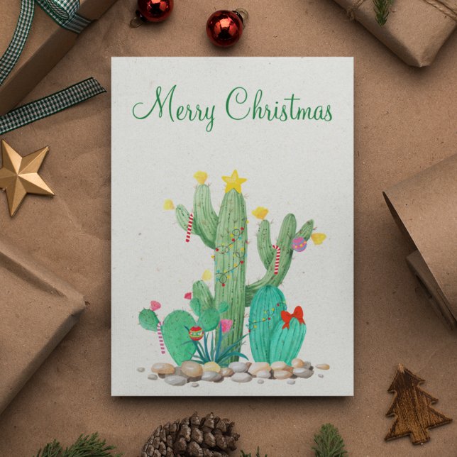 Tarjeta Festiva Cactus del Desierto de Felices Fiestas (Subido por el creador)