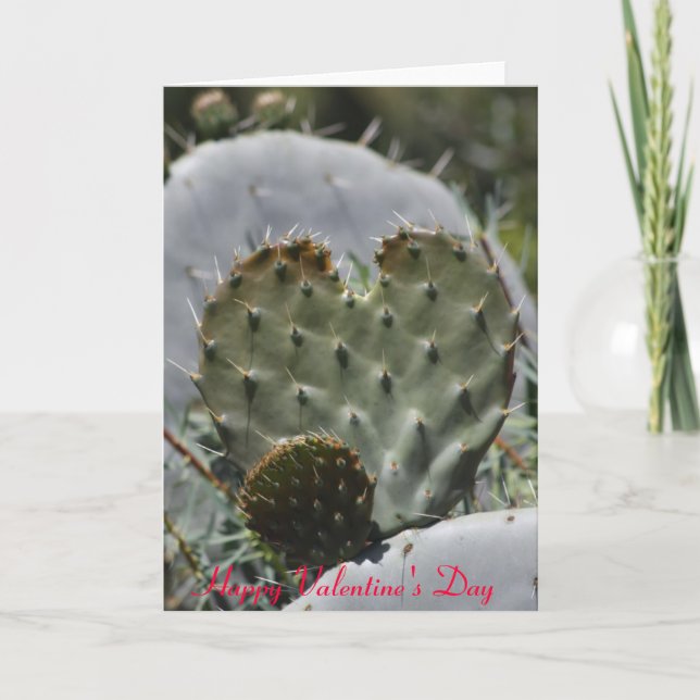 Tarjeta Festiva Cactus del el día de San Valentín (Anverso)