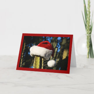 Tarjeta Festiva Cactus del gorra de Santa