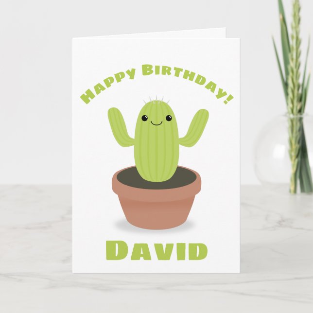 Tarjeta Festiva Cactus Feliz Cumpleaños (Anverso)