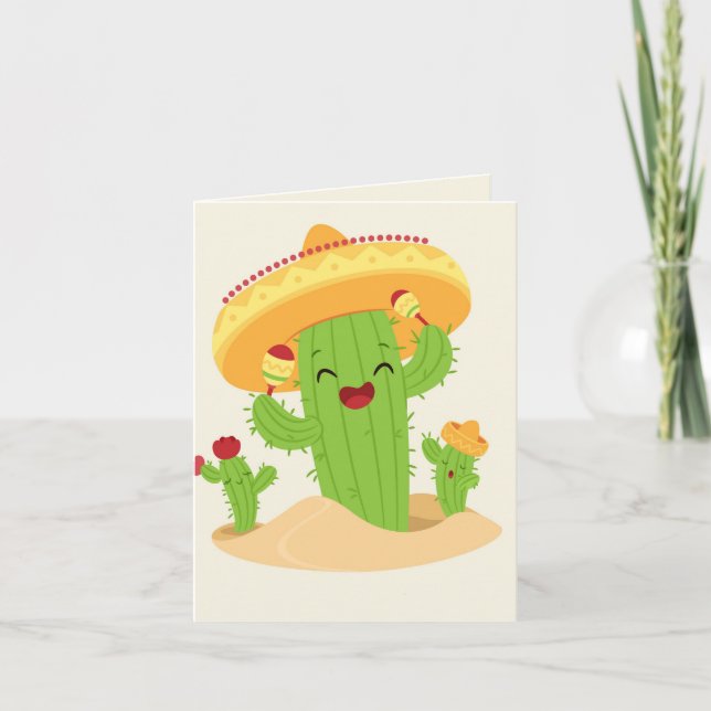 Tarjeta Festiva Cactus lindo (Anverso)