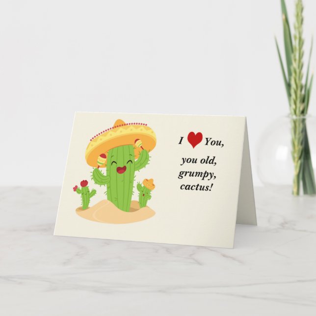 Tarjeta Festiva Cactus lindo (Anverso)