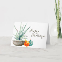 Tarjeta Festiva Cactus pulido y adornos navideños