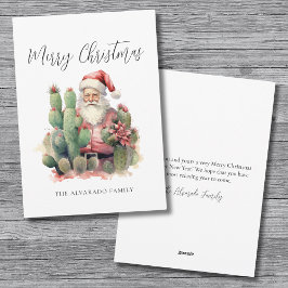 Tarjeta Festiva Cactus Santa Merry Christmas