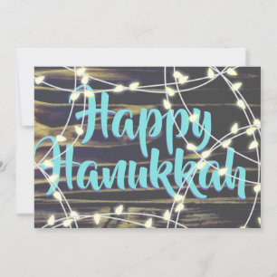 Tarjeta Festiva Cadena de luces blancas Hanukkah y Navidades
