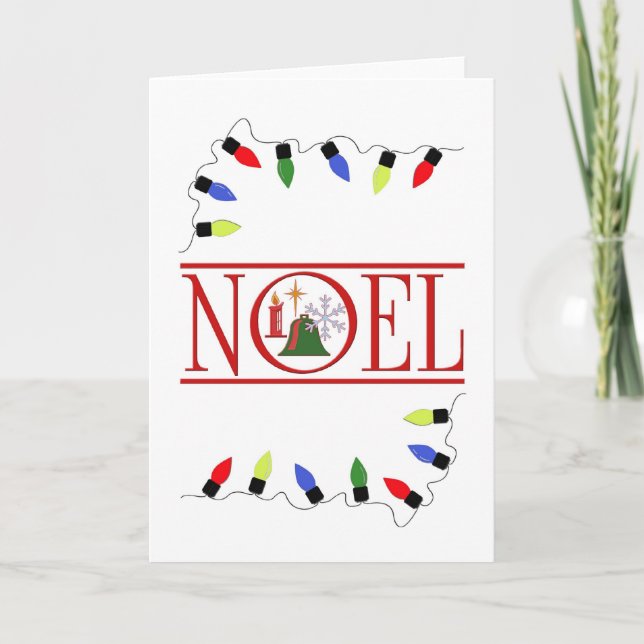 Tarjeta Festiva cadena retro NOEL de luces (Anverso)