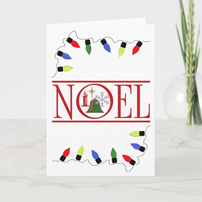 Tarjeta Festiva cadena retro NOEL de luces (Anverso)
