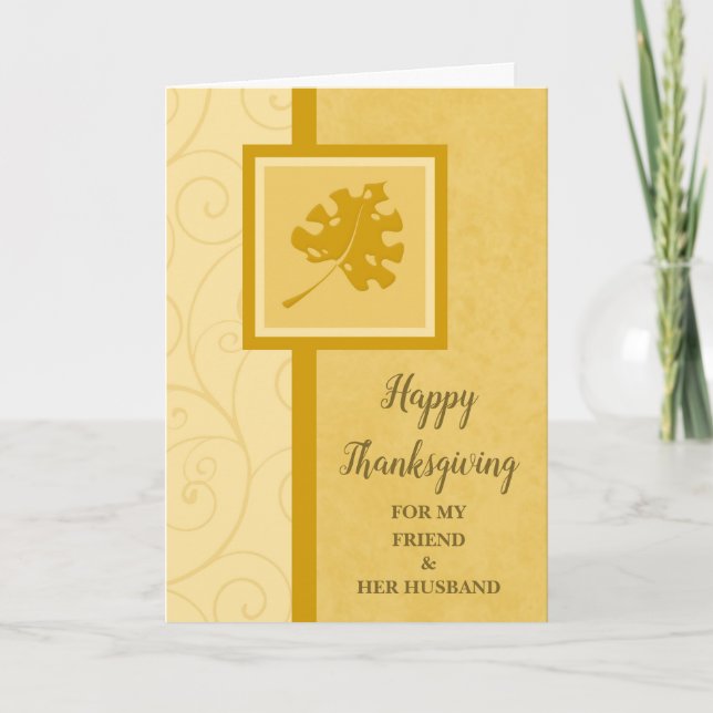 Tarjeta Festiva Cae feliz amigo del día de gracias y su marido (Anverso)