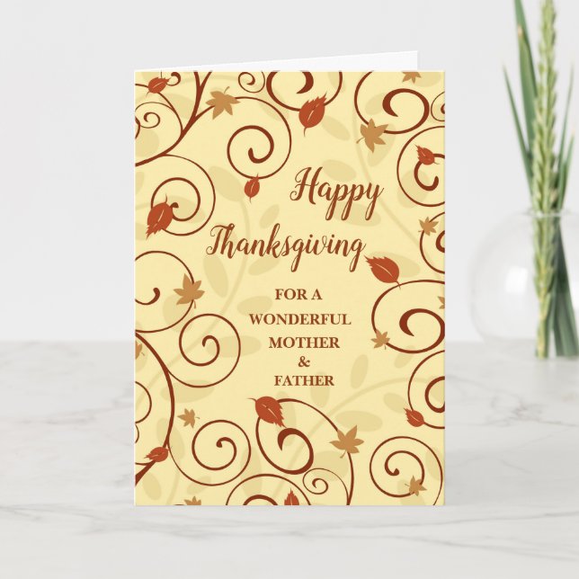 Tarjeta Festiva Cae feliz Día de Acción de Gracias madre y padre (Anverso)