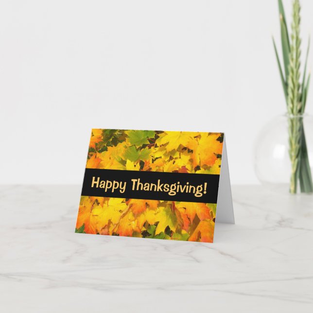 Tarjeta Festiva Cae Maple deja feliz día de gracias (Anverso)