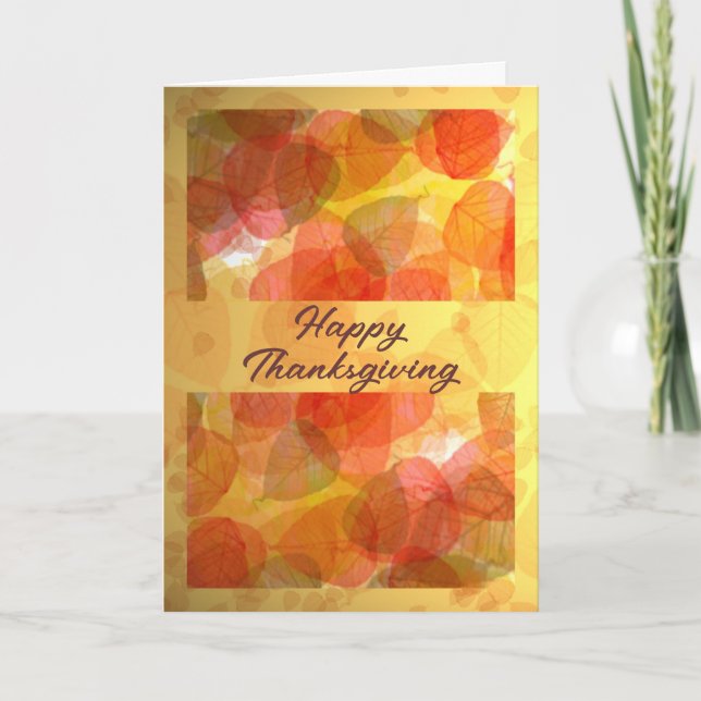 Tarjeta Festiva Caer deja feliz Día de Acción de Gracias (Anverso)