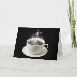 Tarjeta Festiva Café con corazones de San Valentín