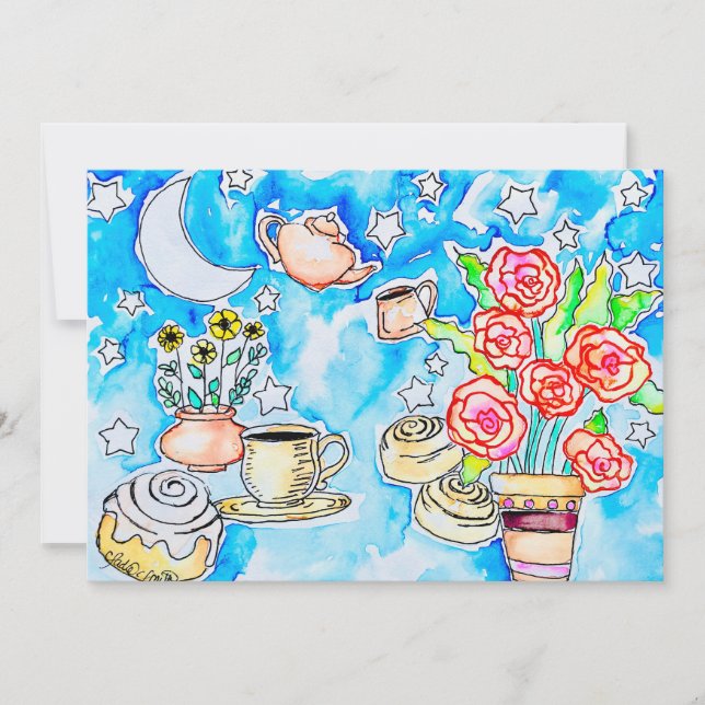 Tarjeta Festiva Café Floral (Anverso)