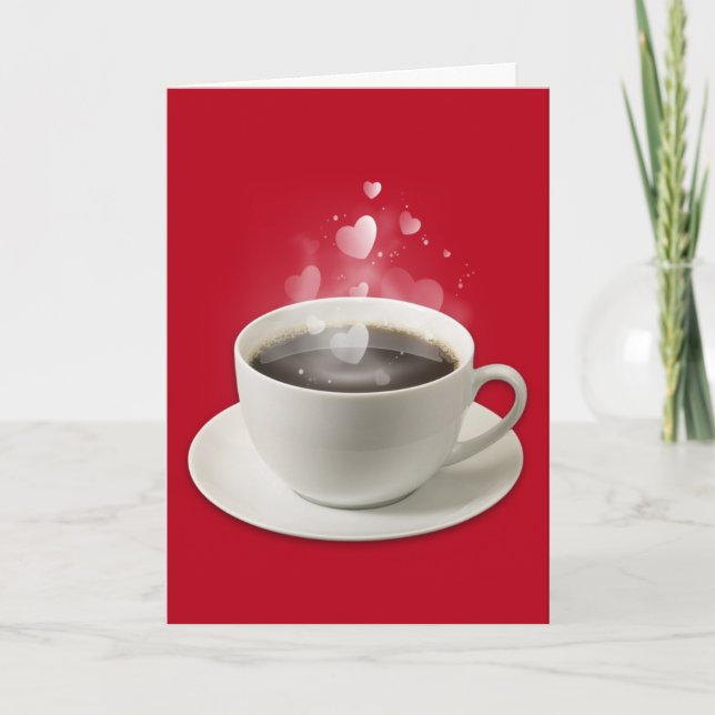 Tarjeta Festiva Café negro con corazones blancos de San Valentín (Anverso)