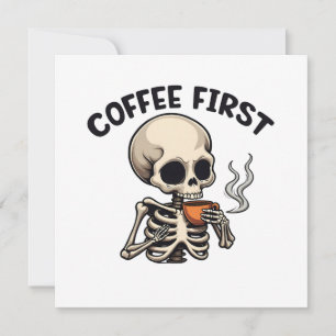 Tarjeta Festiva Café Primero Esqueleto de Halloween Espeluznante C