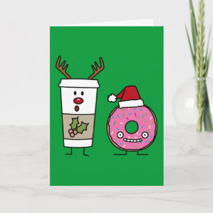 Tarjeta Festiva Café reno y Santa Donut de los navidades