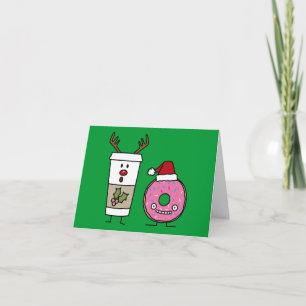 Tarjeta Festiva Café reno y Santa Donut de los navidades