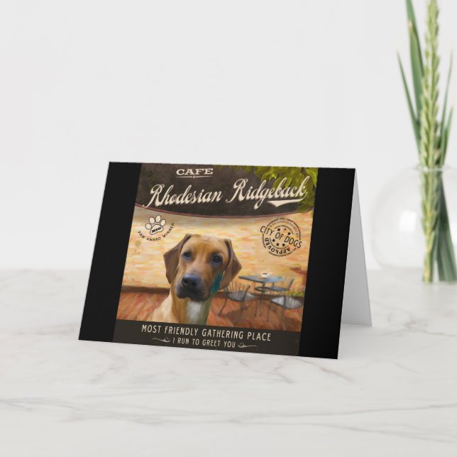 Tarjeta Festiva Café Rhodesian Ridgeback (Anverso)