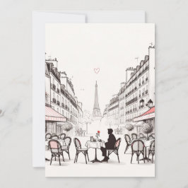 Tarjeta Festiva Café romántico parisino. Mesa para uno