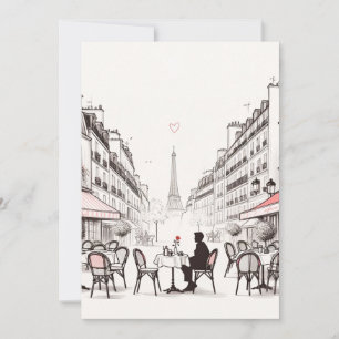 Tarjeta Festiva Café romántico parisino. Mesa para uno