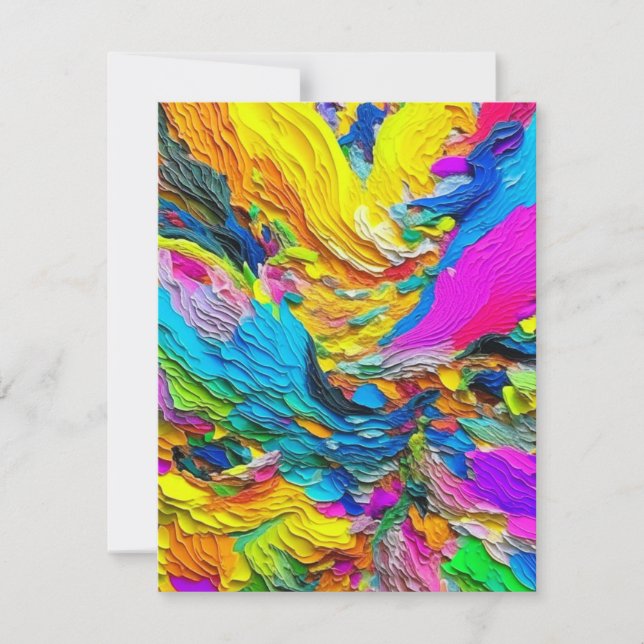 Tarjeta Festiva Caída - Acrílicos Pesados Y Papel (Anverso)