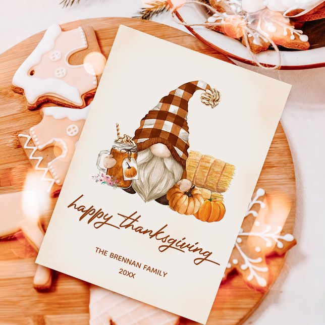 Tarjeta Festiva Caída Calabaza Gnomes Acción de Gracias (Subido por el creador)