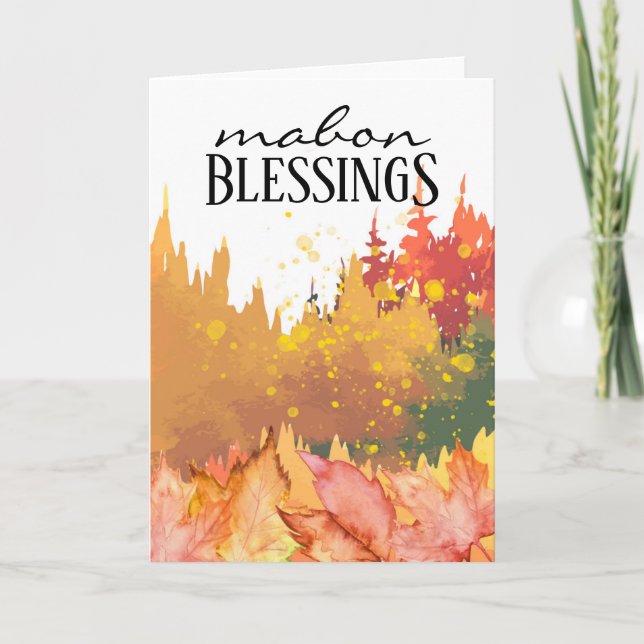 Tarjeta Festiva Caída de árboles y hojas del equinoccio otoñal de  (Anverso)