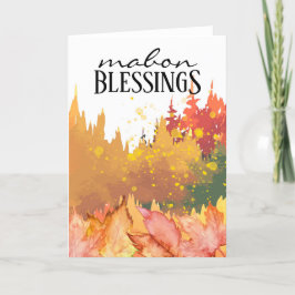 Tarjeta Festiva Caída de árboles y hojas del equinoccio otoñal de 