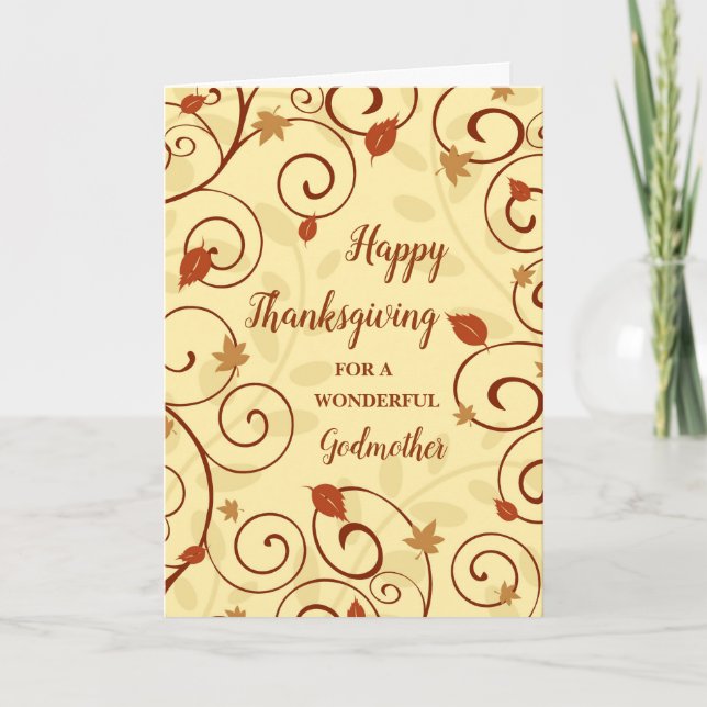 Tarjeta Festiva Caída deja feliz diosa de Acción de Gracias (Anverso)