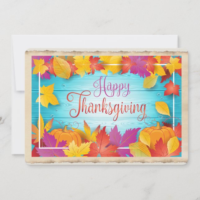 Tarjeta Festiva Caída del Día de Acción de Gracias Maple Gold deja (Anverso)