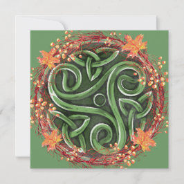 Tarjeta Festiva Caída Equinox Mabon Celtic Triskelion Harvest
