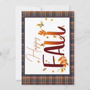 Tarjeta Festiva Caída/otoño/hojas/plaid