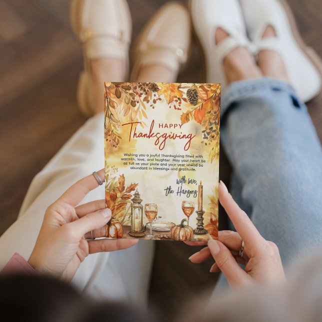 Tarjeta Festiva Caídas y calabazas Acción de Gracias (Subido por el creador)