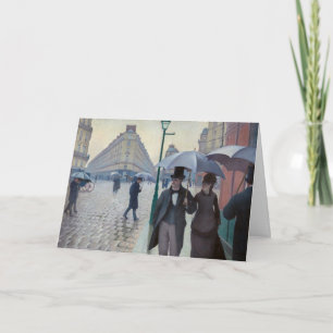Tarjeta Festiva Caillebotte - Feliz Año Nuevo / París; Día lluvios