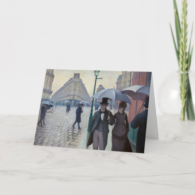 Tarjeta Festiva Caillebotte - Feliz Año Nuevo / París; Día lluvios (Anverso)