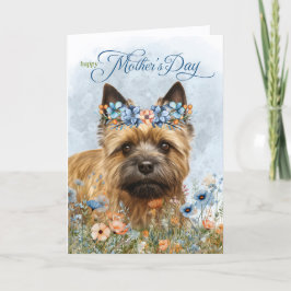 Tarjeta Festiva Cairn Terrier Dog Wildflowers Mother's Day