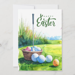 Tarjeta Festiva Caja de huevos y pelotas de golf de Pascua para ca