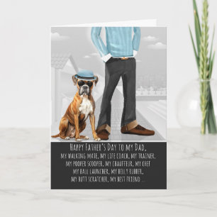 Tarjeta Festiva Caja de perro y papá divertido Día del Padre