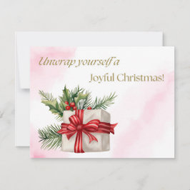 Tarjeta Festiva Caja de regalo acuarela Navidades alegres